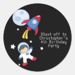 Fun outerspace astronaut birthday party stickers
