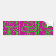 Fun Owls Patchwork Quilt Squares Purple Lime Green Bumper Sticker