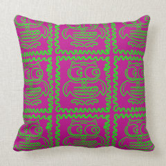 Fun Owls Patchwork Quilt Squares Purple Lime Green Throw Pillow