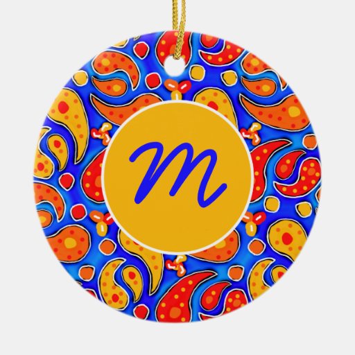 fun paisley orange red yellow on bright royal blue double fun paisley orange red yellow on bright royal blue double