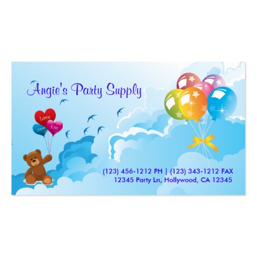 Fun Party Supplies Business Cards (front side)