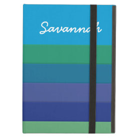 Fun Personalized Blue Green Striped Case iPad Covers