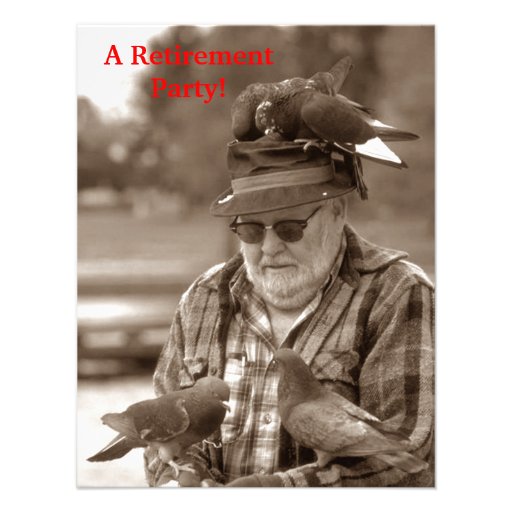 Fun Pigeons Birds Man Retirement Party Invitation