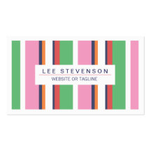 Fun Pink and Green Stripes Business Card