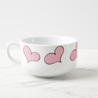 Fun Pink hearts soup bowl Soup Mug