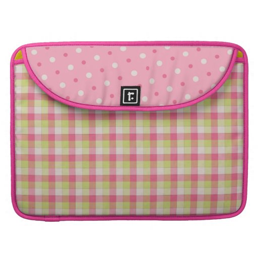 Fun Pink Plaid Polka Dots Macbook Pro Sleeve