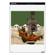 Fun Pirate Ship, Map & Skulls Name Personalization PS3 Slim Console Decals