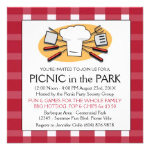 Fun Plaid Tablecloth Summer Picnic BBQ invitation