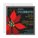 Fun Poinsettia Retro Holiday Party Invitation