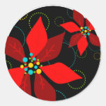 Fun Poinsettia Retro Holiday Sticker