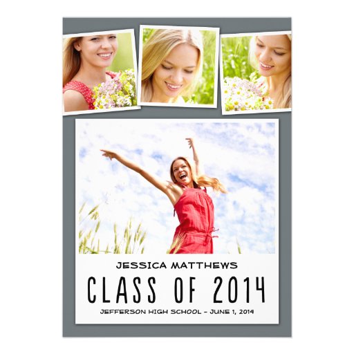 Fun Polaroids Graduation Invitation - Gray