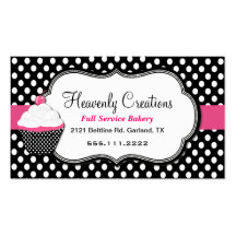 Fun Polka Dot and Cupcake Bakery Business Card