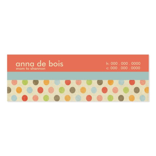 Fun Polka Dot Mommy Calling Card Business Card Template (front side)