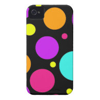 Fun Polka Dots Black Orange Purple Teal Pink Case-Mate iPhone 4 Cases