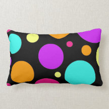 Fun Polka Dots Black Orange Purple Teal Pink Throw Pillows