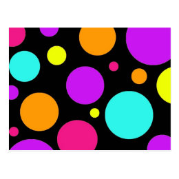 Fun Polka Dots Black Orange Purple Teal Pink Postcard