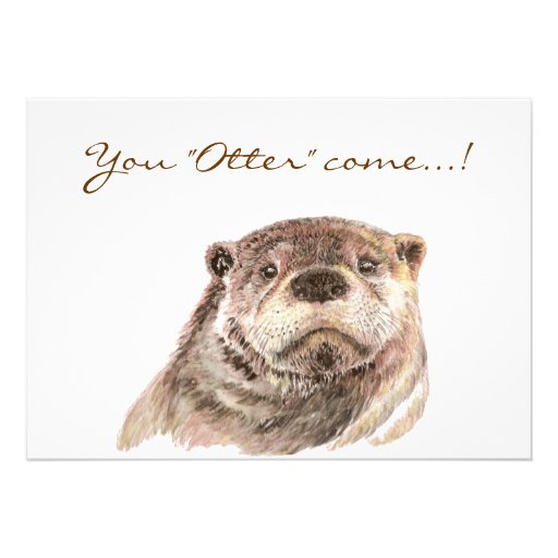 Fun Pool Party Birthday Cute Otters Invite