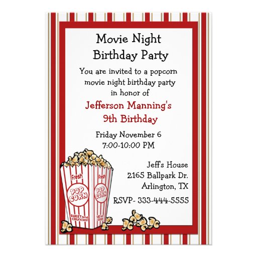 Fun Popcorn Birthday Party Invitation