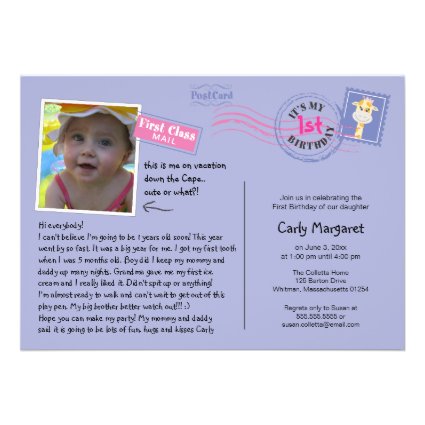 Fun Postcard Birthday Party Invitation