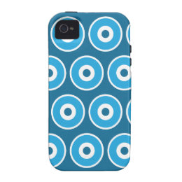 Fun Pretty Blue Concentric Circles Pattern Case-Mate iPhone 4 Cover