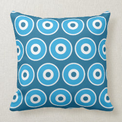 Fun Pretty Blue Concentric Circles Pattern Throw Pillow