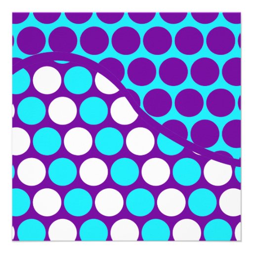 Fun Purple and Teal Polka Dot Wave Pattern Custom Announcements