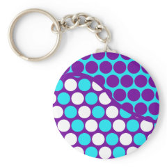 Fun Purple and Teal Polka Dot Wave Pattern Key Chains