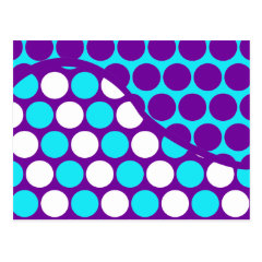 Fun Purple and Teal Polka Dot Wave Pattern Postcards