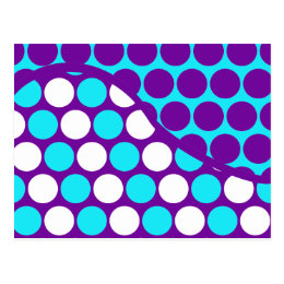 Fun Purple and Teal Polka Dot Wave Pattern Postcard