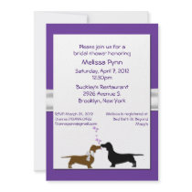 Fun Purple Dachshunds Bridal Shower Invitation