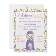 Fun Purple Gumball Machine invitation