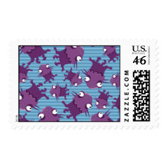 Fun Purple Monsters Creatures Blue Gifts for Kids Postage Stamps