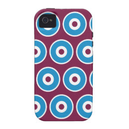 Fun Purple Teal Blue Concentric Circles Pattern Case-Mate iPhone 4 Case