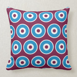 Fun Purple Teal Blue Concentric Circles Pattern Throw Pillows