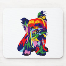 Fun Rainbow Yorkie Mouse Pad