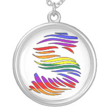Fun Rainbow Zebra Print Initials Personalized Necklace
