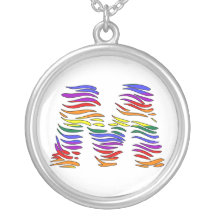 Fun Rainbow Zebra Print Initials Necklace