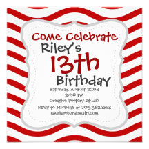 Fun Red and White Wavy Lines Stripes Pattern Gifts Invites