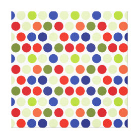 Fun Red Blue Green Polka Dot Pattern Gallery Wrapped Canvas