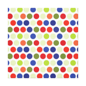 Fun Red Blue Green Polka Dot Pattern Stretched Canvas Prints