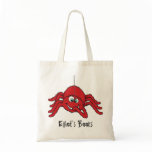 Fun red spider kids named id library tote bag