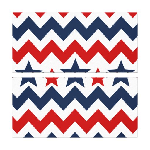 Fun Red White Blue Chevron Stars and Stripes Stretched Canvas Print