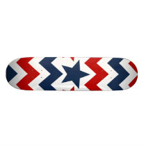 Fun Red White Blue Chevron Stars and Stripes Skate Board