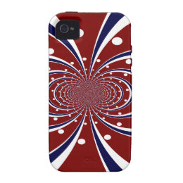 Fun Red White Blue Kaleidoscope Stripes Polka Dots Case For The iPhone 4