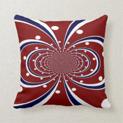 Fun Red White Blue Kaleidoscope Stripes Polka Dots Throw Pillow