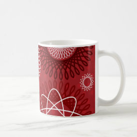 Fun Red White Geometric Pattern Spirograph Design Mugs