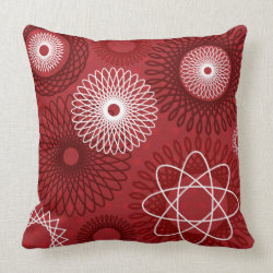 Fun Red White Geometric Pattern Spirograph Design Pillow