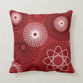 Fun Red White Geometric Pattern Spirograph Pillow