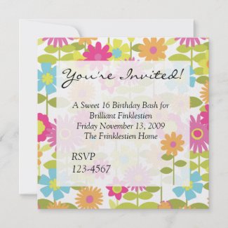 Fun Retro Blooms invitation