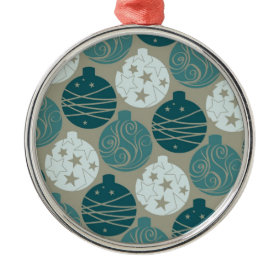 Fun Retro Blue Gray Christmas Ornaments Design